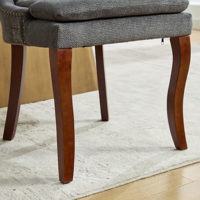 Modern Dining Chairs Set of 2,Chenille Upholstered Dining Chairs,Living Room Accent Leisure Chairs with Curved Solid Wood Legs