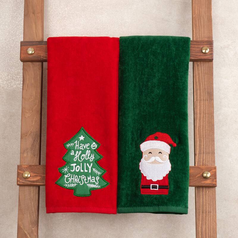 American Soft Linen Christmas Towel Set 100% Turkish Cotton 16x28 inches Christmas Hand Towels XMAS Gift