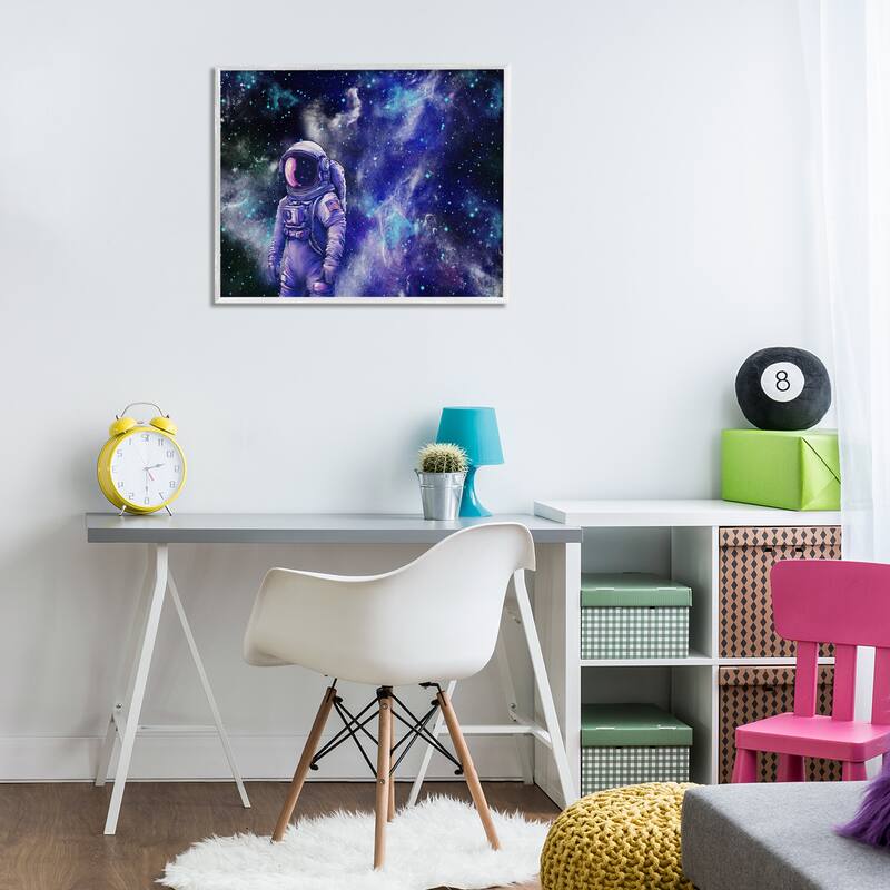 Stupell Astronaut with Blue Nebula Framed Giclee Art Design By Jesse Keith