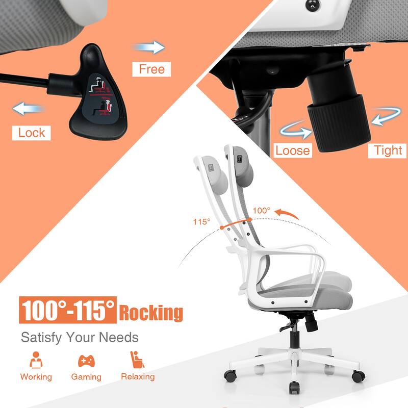 Costway Adjustable Mesh Office Task Chair Heating Lumbar Support - See Details