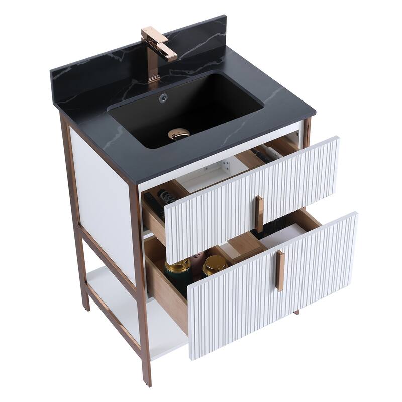 Fine Fixtures Serenity Modern Bathroom Vanity with Black Sintered Stone Top