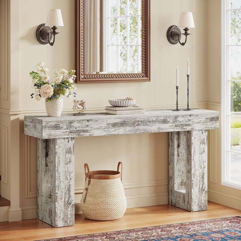 63-inch Wood Narrow Console Sofa Hallway Accent Table for Entryway