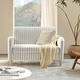 preview thumbnail 1 of 62, HULALA HOME Adika 51"W Farmhouse Striped Linen Upholstered Loveseat with Solid Wood Spindle Legs