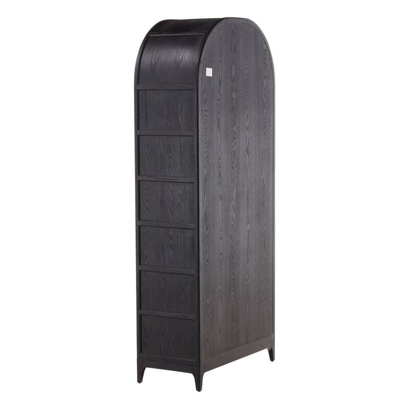 Furniture Classics Avora Black Oak & Glass Arched Industrial Bookcase