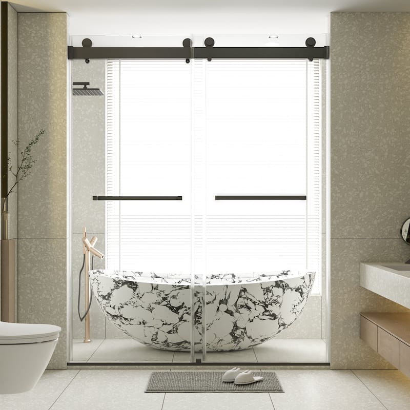 56"-60" x 76" Frameless Double Sliding Shower Door