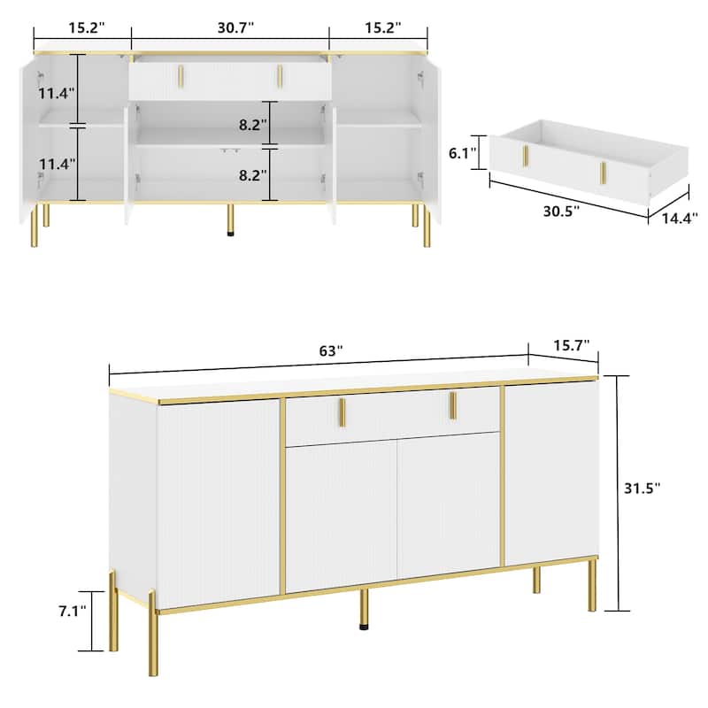 Sideboard Dresser Cabinet Storage Console Televison Table Pop-up Door