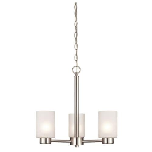 Westinghouse 6227500 Sylvestre 3 Light Single Tier Up Lighting Chandelier with Frosted Seeded Glass Shades
