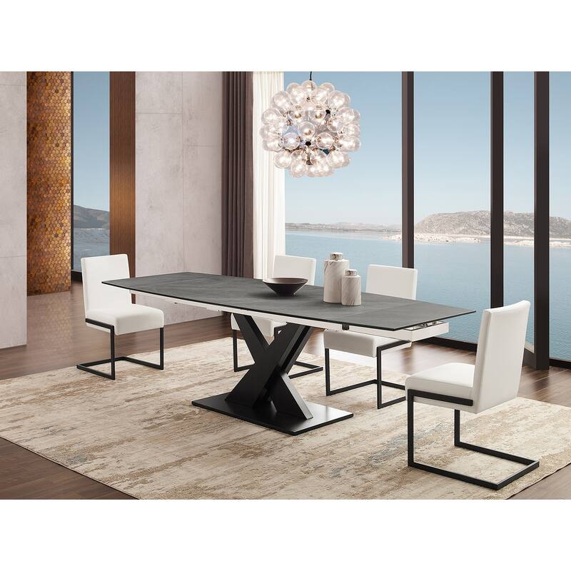 Casabianca Home Fontana Set of 2 Dining Chair in White PU Leather