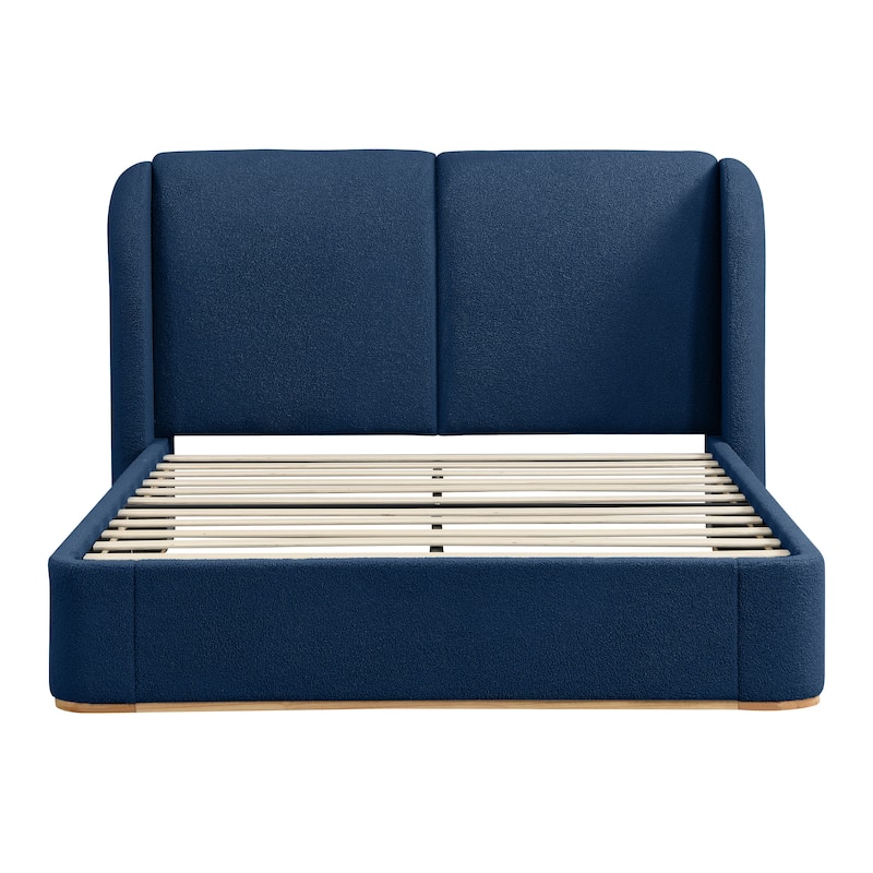 Christopher Knight Home - Valerian Boucle Upholstered Platform Bed with Double-Pillow Headboard
