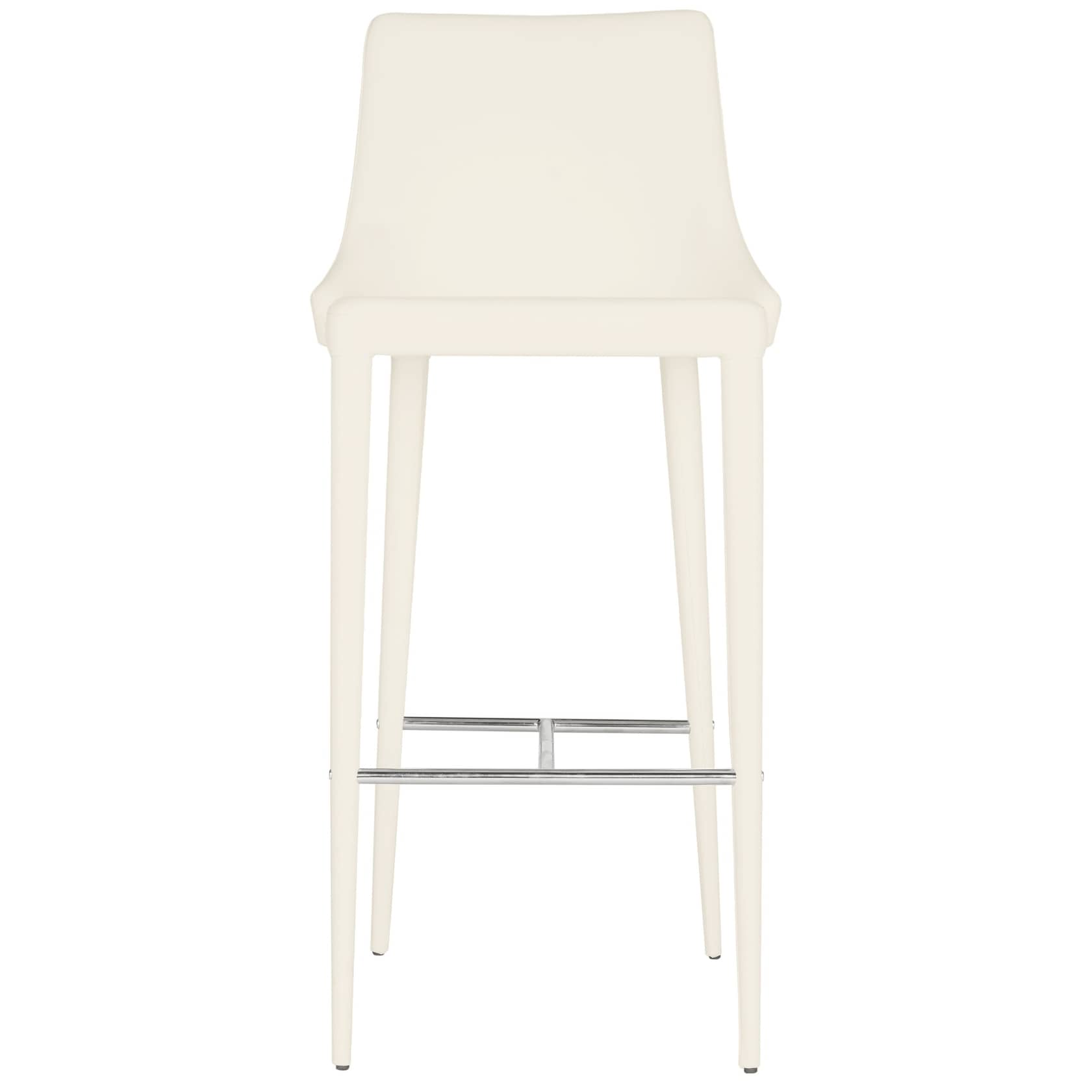Safavieh Mid Century Dining Summerset Modern 42 Inch White Leather Bar Stool