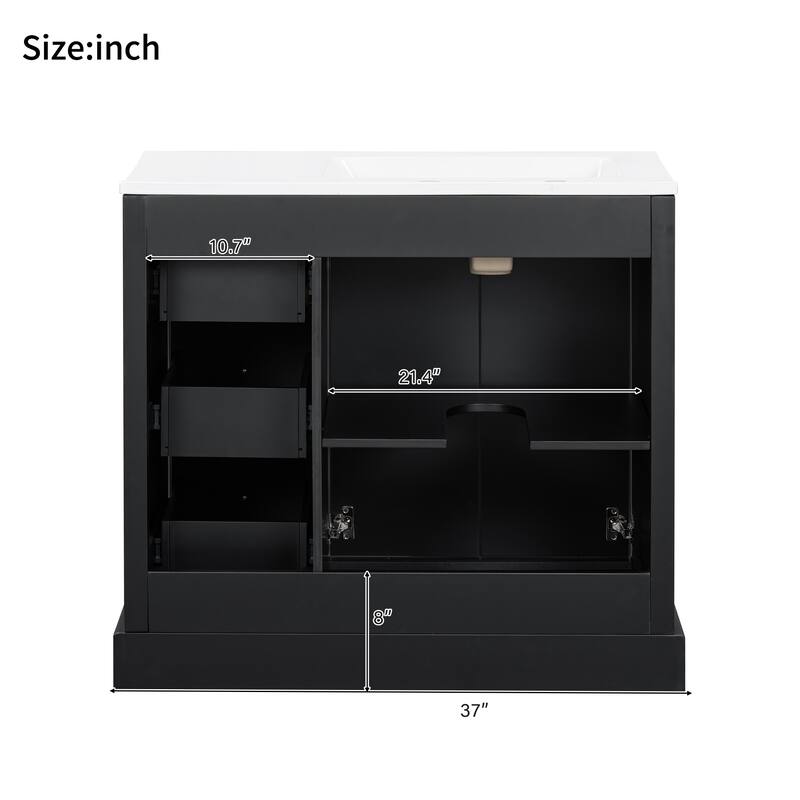 36'' transitional bathroom vanity with ceramic sink