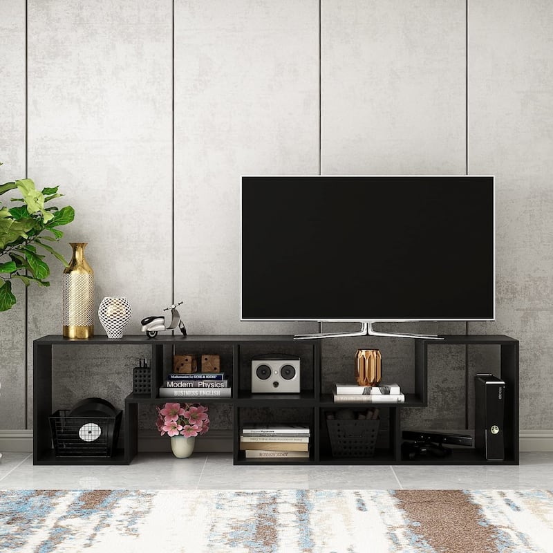 Grondin 2-Piece L Shaped TV Stand, Multi-Functional Free Combination Media Console Bookshelf for Living Room Bedroom