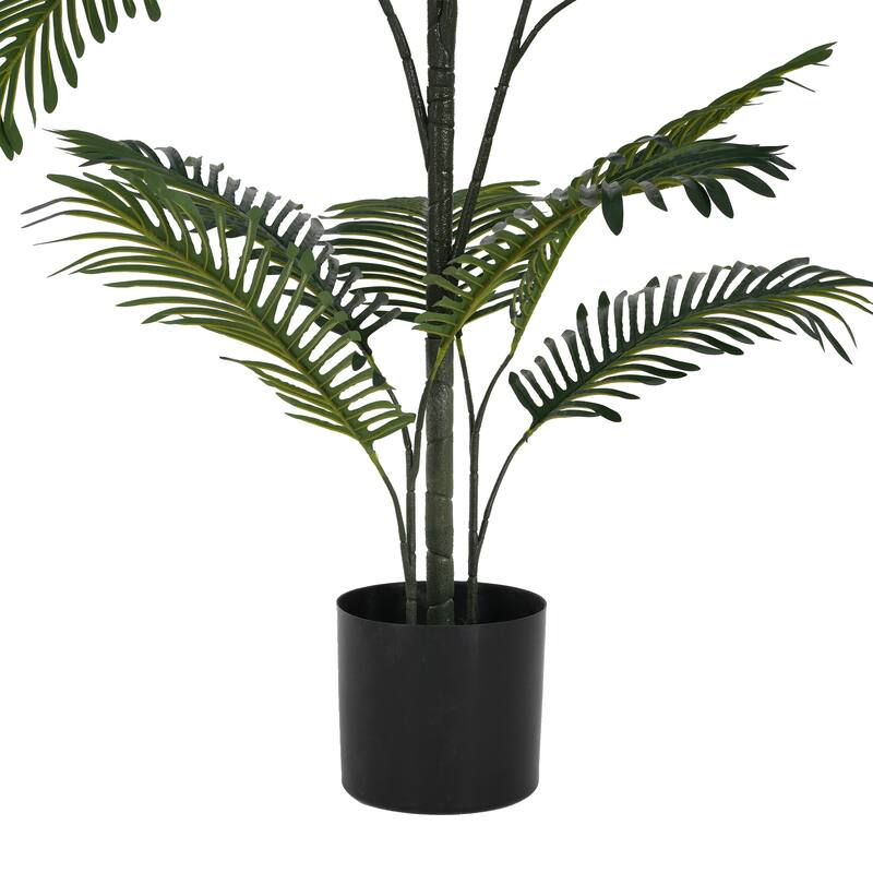 Roomfitters 86'' Artificial Palm Tree, Tall Faux Indoor Plant with Black Plastic Pot for Living Room, Office & Home Decor, Green