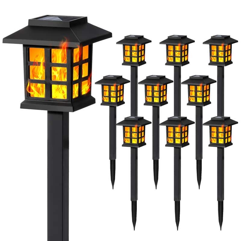 10 Pack Flickering Flame LED Solar Outdoor Lights