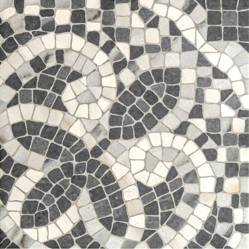 Roman Road 8x8 Matte Porcelain Encaustic Tile - Floor & Wall - Black - 8 x 8 Sample