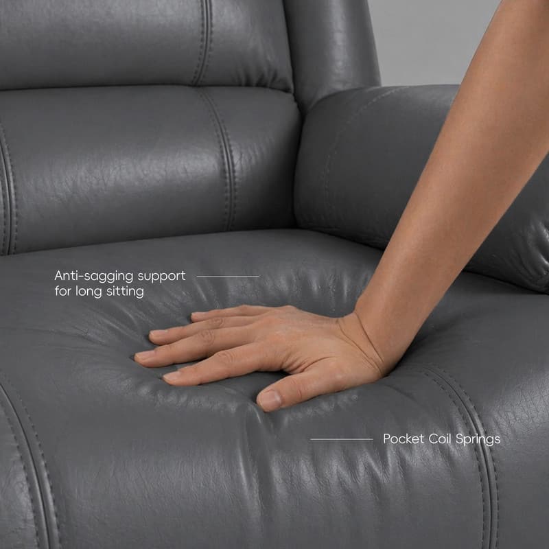 6PCS, 2 Manual Recliners, Faux Leather Reclining Sectional with Center Console