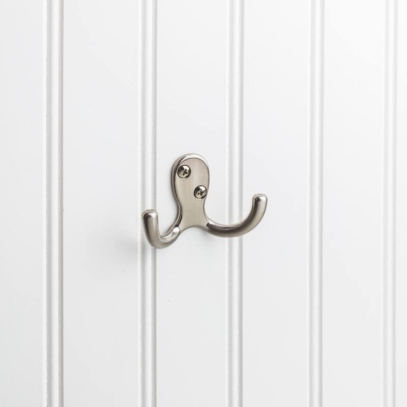 Elements Hooks Double Robe Hook - Satin Nickel