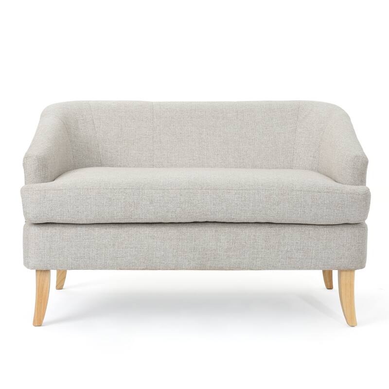 Roomfitters Loveseat, Modern Upholstered Small Sofa for Living Room or Entryway, Beige