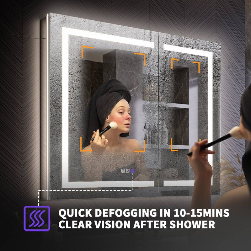 Modland 24"-42W x 36"H LED Medicine Cabinet Mirror with USB Charging,5x Makeup Mirror