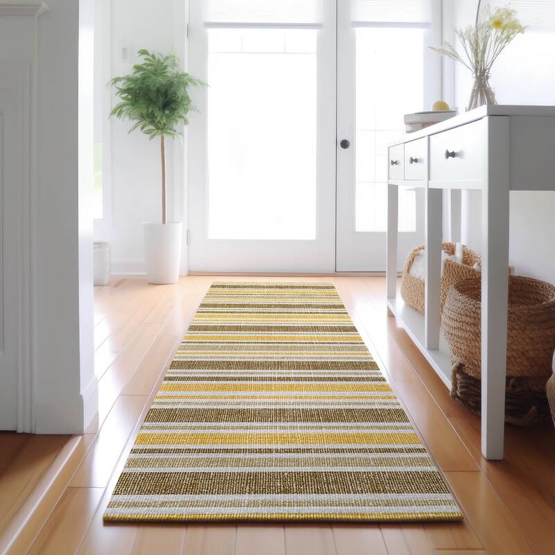 Premium Washable Super Soft Modern Cabana Stripe Mayfield Rug - Mocha - 2' 3" x 7' 6" - Runner