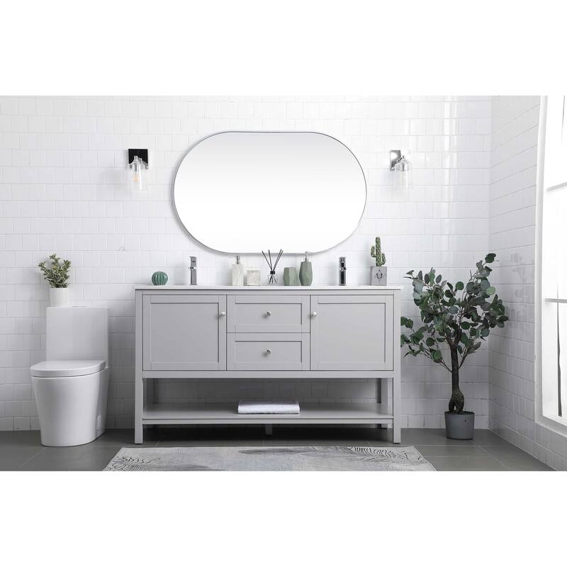 Elegant Lighting VF22260D Heath 60" Free Standing Double Basin Vanity