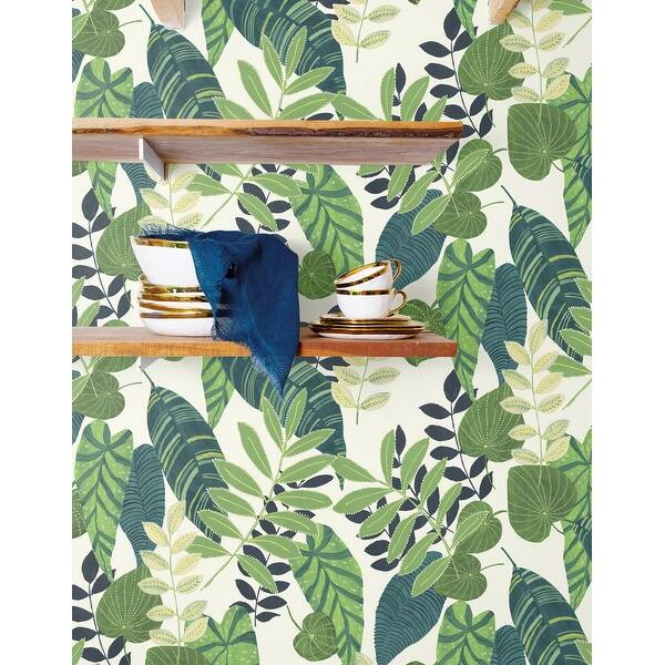 Shop Seabrook Designs Boho Rhapsody Tropicana Leaves Unpasted Wallpaper Overstock 31608524