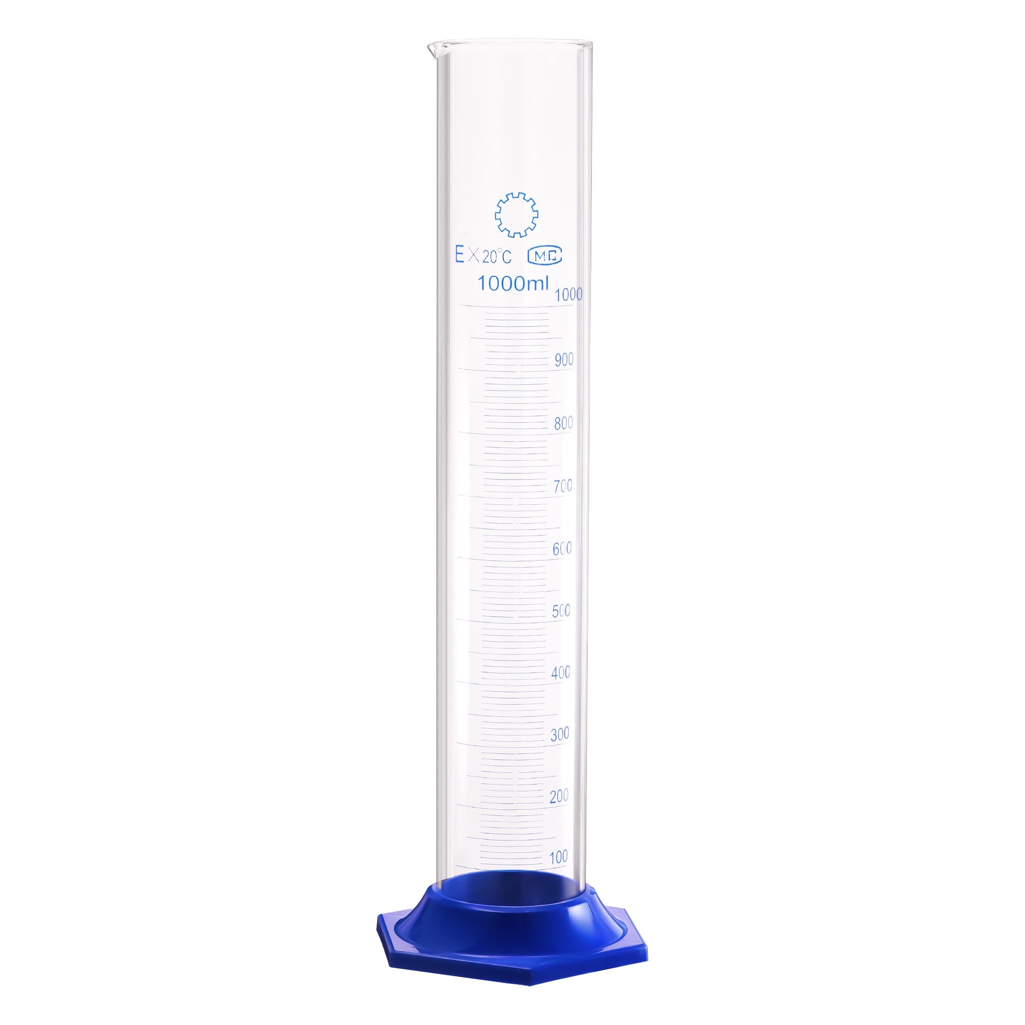 Borosilicate Glass Graduated Cylinder 1000ml Measuring Cylinder Blue Hex Base Clear Blue Overstock Borosilicate Glass Graduated Cylinder 1000ml Measuring Cylinder Blue Hex Base Clear Blue Overstock