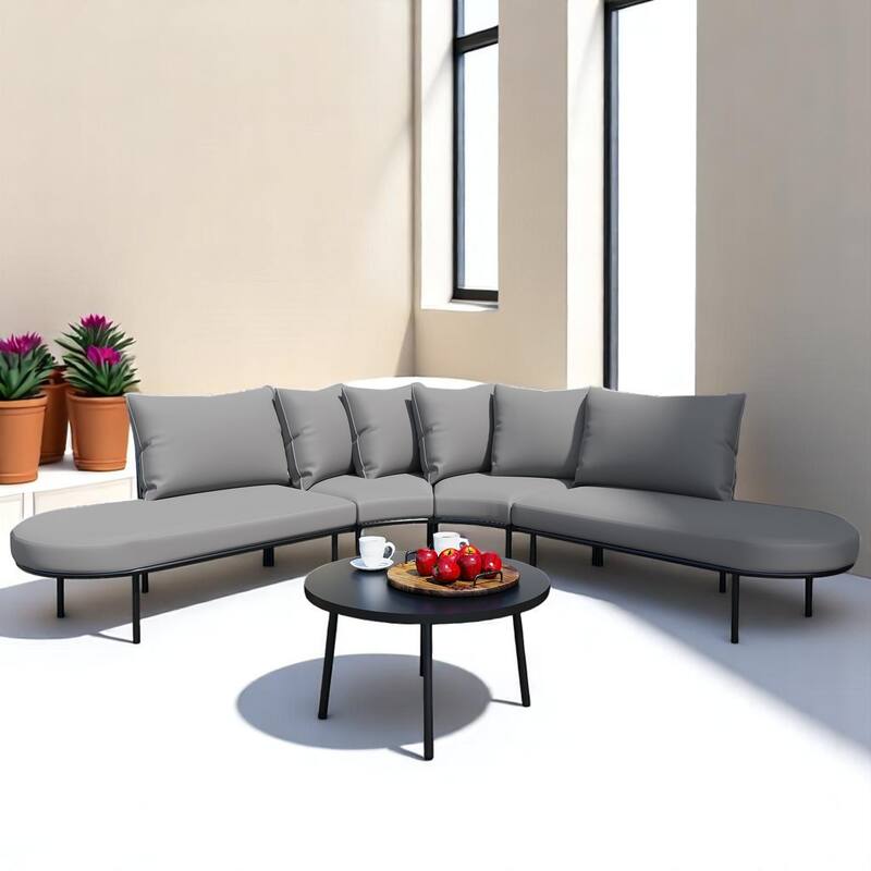 Outdoor Patio Furniture Set - 6-Piece Modular Sectional Sofa - Durable Patio Seating for Garden, Backyard