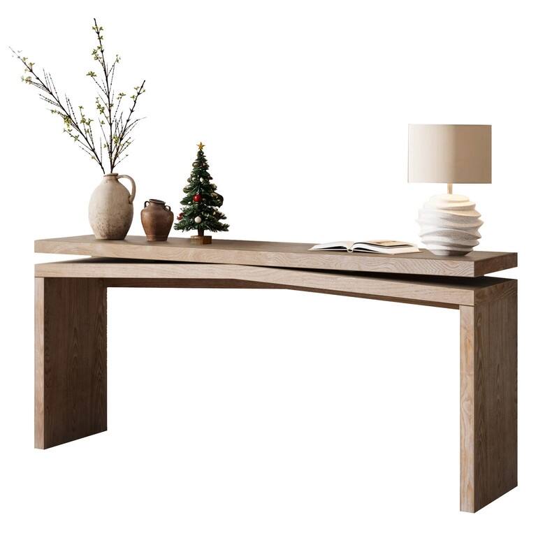 Rustic 65" Solid Wood Console Table for Farmhouse Entryway Living Room or Hallway Display Storage