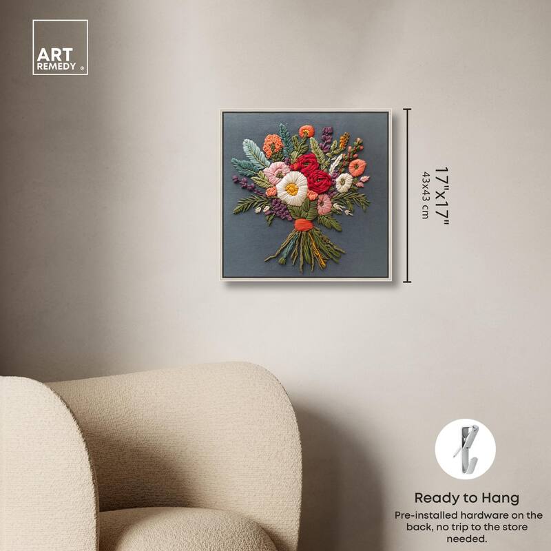 Stitched Bloom Bouquet I Canvas by Art Remedy