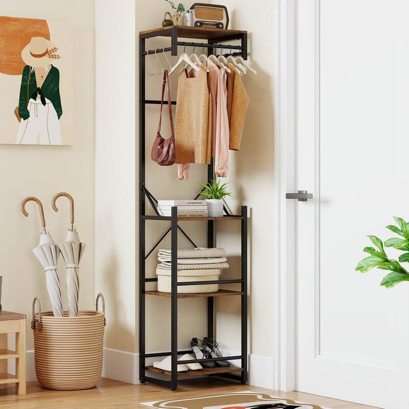Costway Freestanding Coat Rack with 4 Storage Shelves 6 Hooks & 3 - See Details