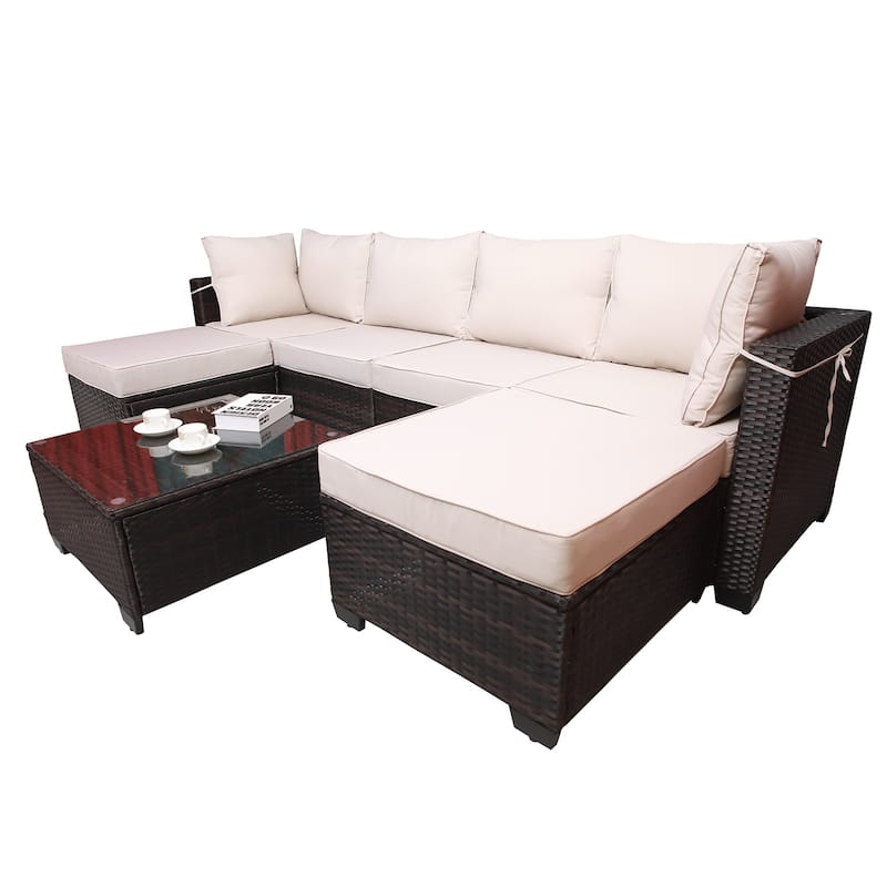 PE Rattan Wicker Garden Patio Furniture Set (7 Pieces)