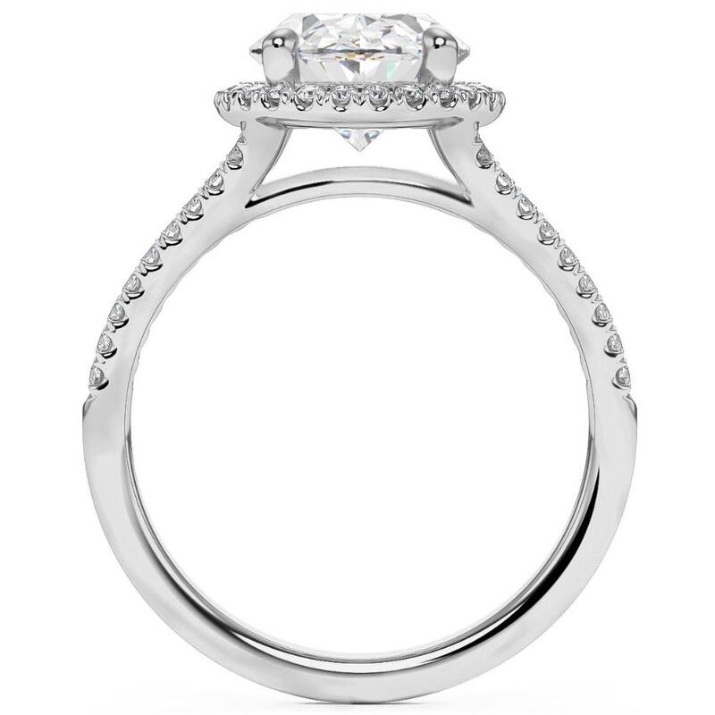 H/VS2 3Ct Halo Diamond Engagement Split Ring White Yellow or Rose Gold Lab Grown