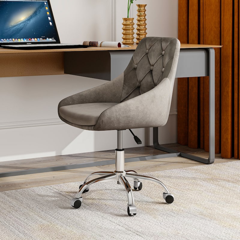 Modern Velvet Upholstered Dining Chair with Chrome Legs