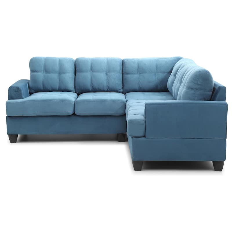 Tufted Microsuede L-Shape Sectional Sofa - 80" - Blue