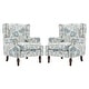 preview thumbnail 16 of 85, 2 Set Transitional Patterned Wingback Accent Chairs with NailHead