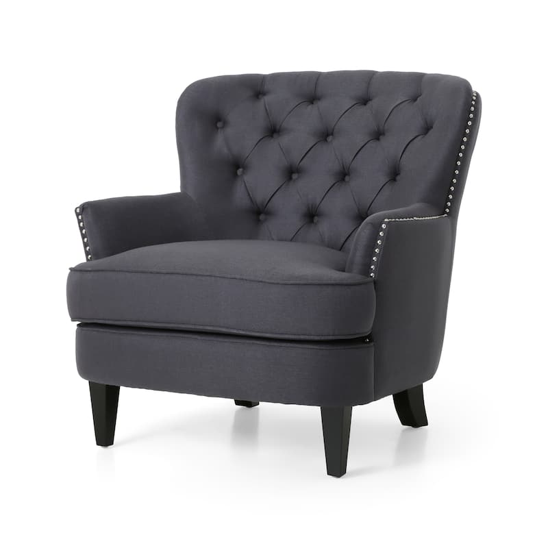 Grey 33" Upholstered Ottoman Club Chair