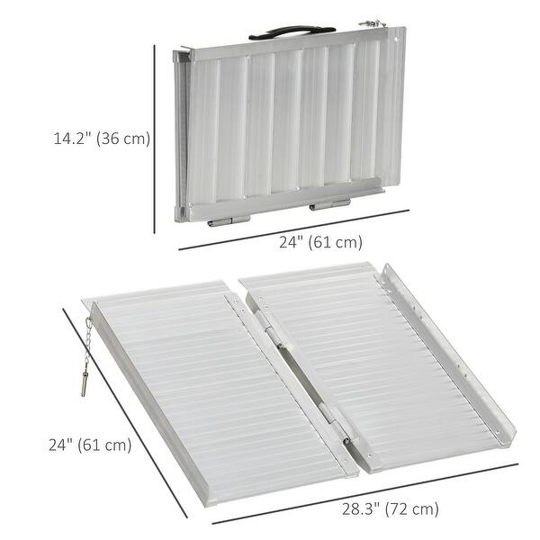 HOMCOM Textured Aluminum Folding Wheelchair Ramp for Scooter Steps ...
