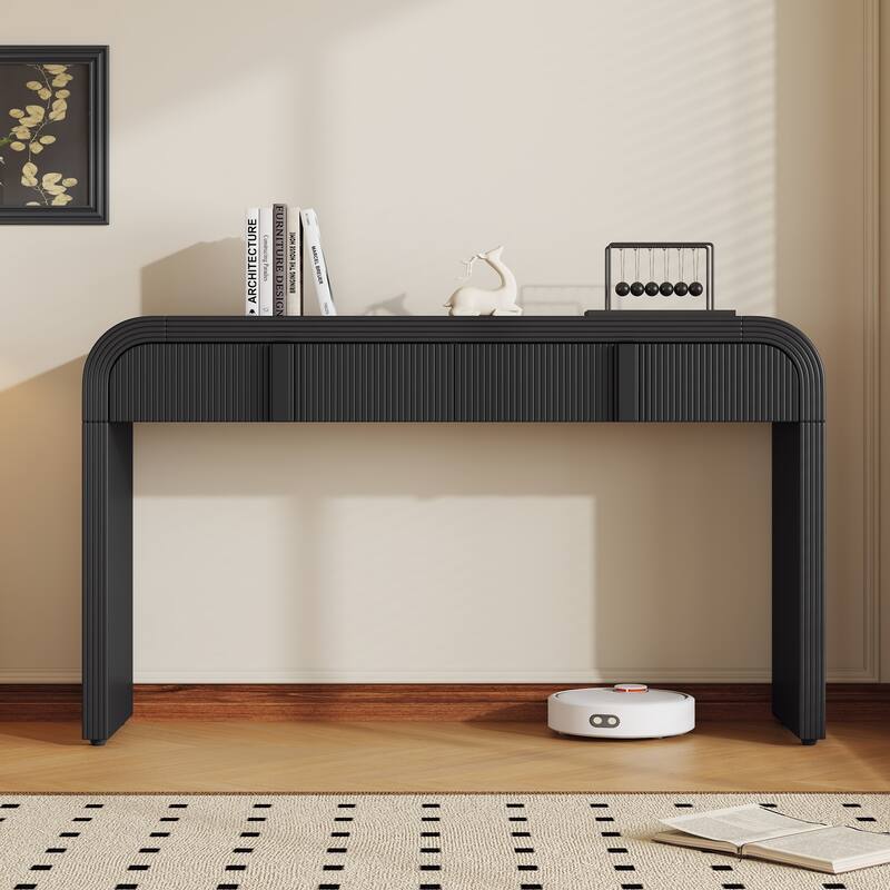 Unique Modern Rounded Silhouette Console Table - Black