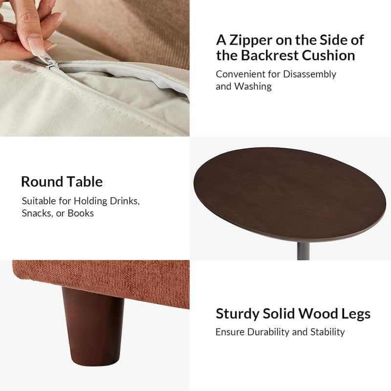 Mattia 125" Modern Under-seat Storage Sectional Sofa with Round Table and Solid Wood Legs by HULALA HOME