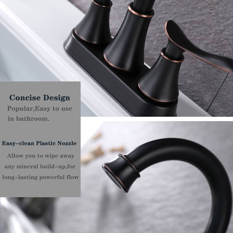 4 Inch Centerset Bathroom Sink Faucet With Drain Assembly Two Handle Bathroom Faucets 2 Hole High Arc Lavatory Basin Vanity Tap