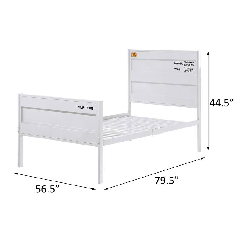White Industrial Cargo Container Platform Bed with Metal Frame