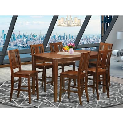 Counter Height Dining Set 7 Piece - Kitchen Table & 6 Chairs - Southwestern Style - 36x60 Inch