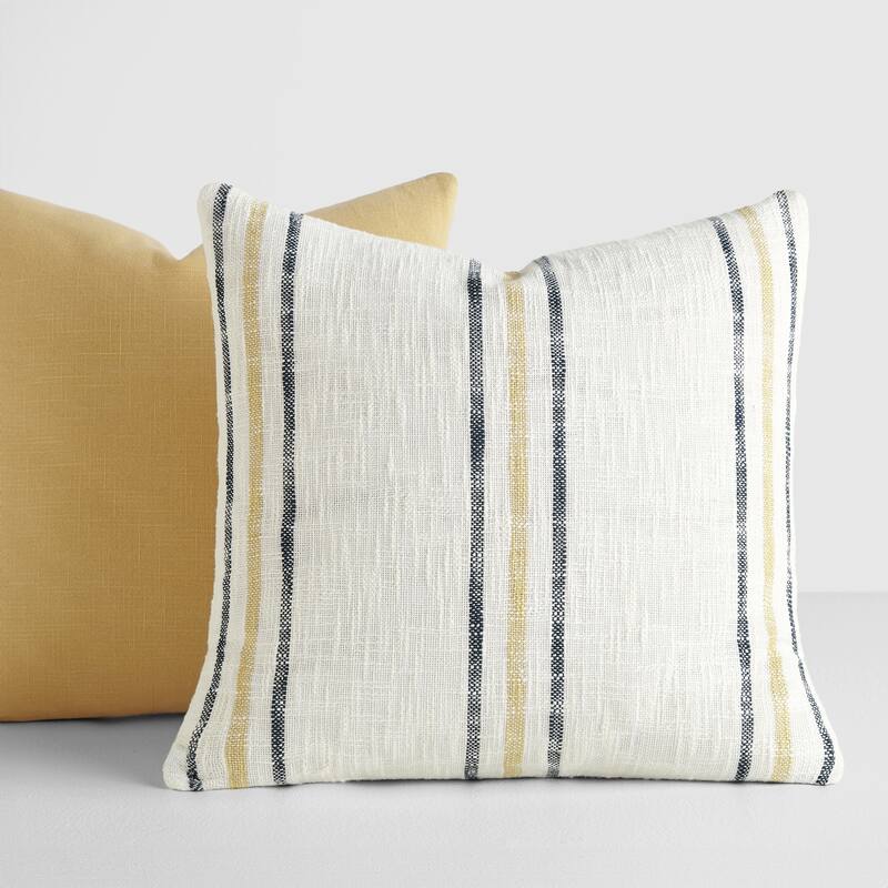 2-Pack Yarn-Dyed Patterns Decor Throw Pillows in Yarn-Dyed Framed Stripe / Solid