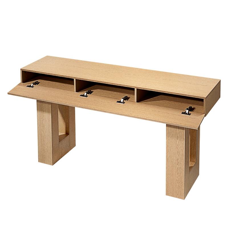 63 in Console Table, Farmhouse Desk Behind the Couch, Wooden Rectangle Entrance Desk, Narrow Long Sofa Table Accent Stand