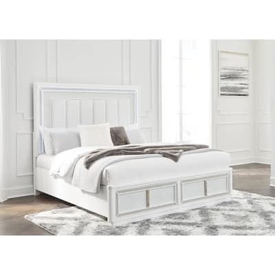Signature Design by Ashley Chalanna White California King Upholstered Platform Storage Bed
