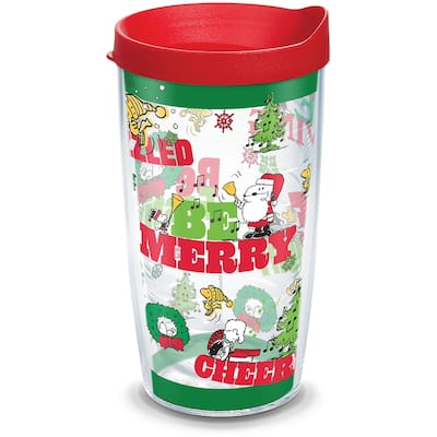 Tervis Peanuts Christmas Holiday Be Merry Made in USA Double Walled Insulated Travel Tumbler, Classic