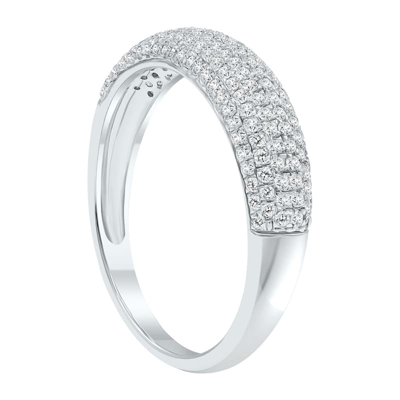 Women's 1/2 Carat TW Round Diamond Pave Set Wedding Anniversary Band in 10K White Gold