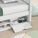 preview thumbnail 5 of 33, Elegant Twin House Bed Kids Bed with Roof Frame,Bedside Storage Shelves,Ladder and Guardrail