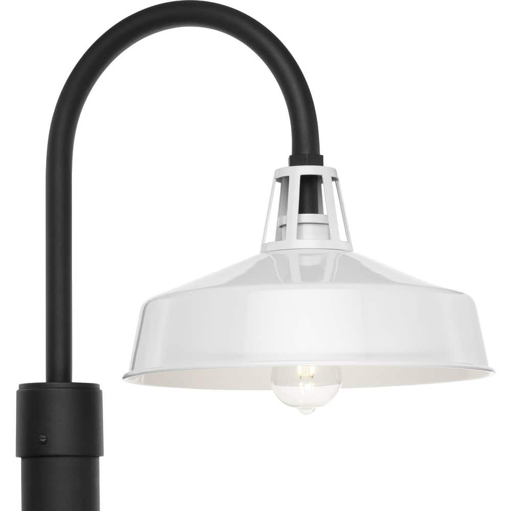 Cedar Springs Collection One-Light White Metal Shade Farmhouse Outdoor Post Lantern - 13.25 in x 18.5 in x 17 in